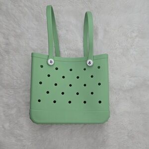 Chic Green Tote Bag with Perforated Design